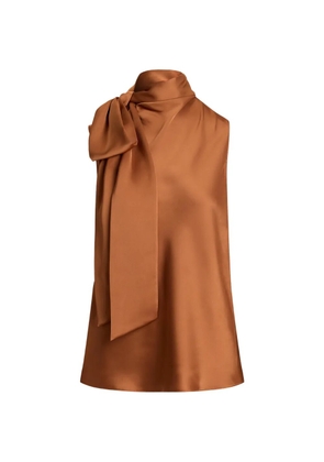 Lauren Ralph Lauren pussy-bow sleeveless blouse - Brown