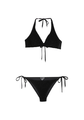 Emporio Armani smocked halterneck bikini - Black