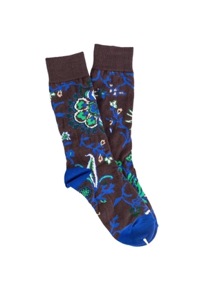 sacai floral-intarsia socks - Brown