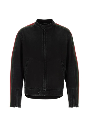 Gucci cotton denim biker jacket with Web - Black