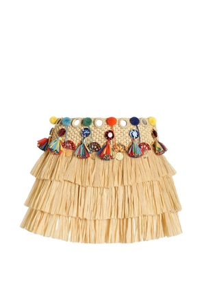 Dolce & Gabbana raffia mini skirt with applications - Neutrals