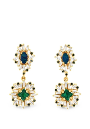Suzanne Kalan opal and emerald drop earrings - Gold