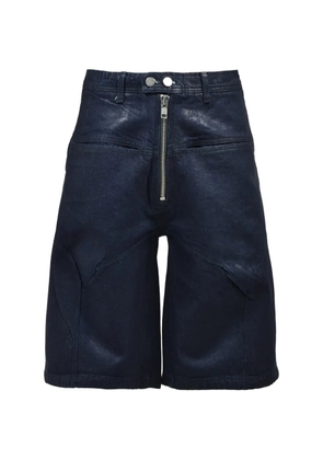 FILTH waxed zip-detail denim shorts - Blue