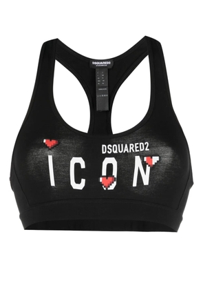 DSQUARED2 Icon-print sports bra - Black