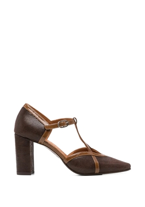 Chie Mihara Awear lizard-effect T-bar heeled pumps - Brown