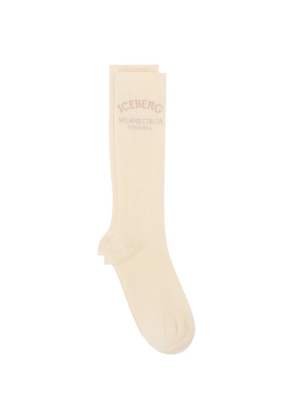 Iceberg logo-intarsia ribbed socks - Neutrals