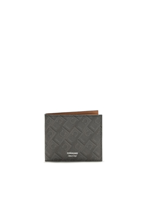 Ferragamo Gray Calf Leather Bos Taurus Wallet