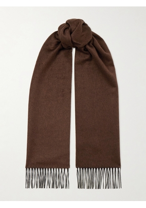 Gabriela Hearst - Blaine Fringed Silk And Cashmere-blend Scarf - Brown - One size