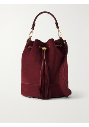 Gianvito Rossi - Sienna Tasseled Suede Drawstring Bucket Bag - Burgundy - One size