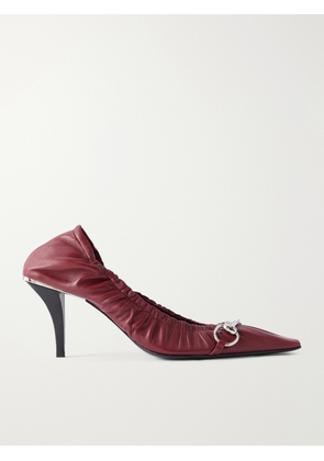 Gucci - Vittoria 75 Horsebit-embellished Leather Pumps - Red - IT36,IT37,IT37.5,IT38,IT38.5,IT39,IT39.5,IT40,IT40.5,IT41