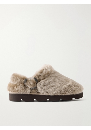 Brunello Cucinelli - Monili-detailed Shearling Slip-ons - Gray - IT36,IT37,IT37.5,IT38,IT38.5,IT39,IT39.5,IT40,IT40.5,IT41