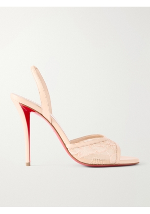 Christian Louboutin - Miss Z 100 Lace And Leather-trimmed Slingback Sandals - Neutrals - IT36,IT36.5,IT37,IT37.5,IT38,IT38.5,IT39,IT39.5,IT40,IT40.5,IT41,IT41.5,IT42