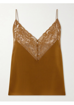 SAINT LAURENT - Lace-trimmed Silk-satin Camisole - Brown - FR 34,FR 36,FR 38,FR 40