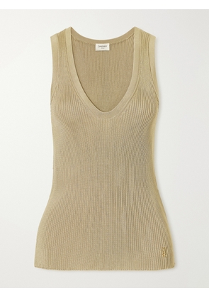 SAINT LAURENT - Ribbed-knit Tank - Gold - XS,S,M,L