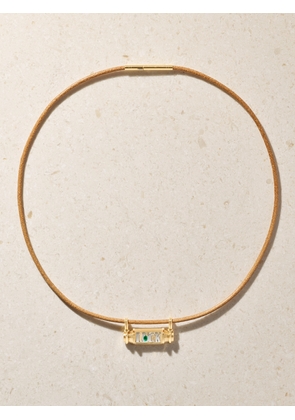 Marie Lichtenberg - Luck 18-karat Yellow And White Gold, Emerald And Leather Necklace - One size