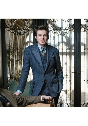 Linen-Blend Herringbone Suit Jacket
