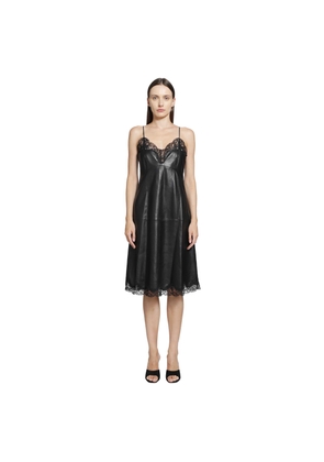 Leather Lace-trim Slip Dress