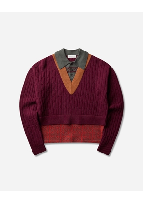 Men s Layered Wool Sweater Bordeaux
