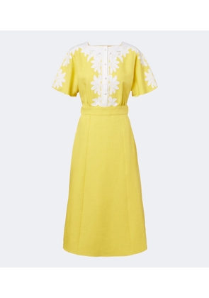 Valentino Embroidered linen midi dress