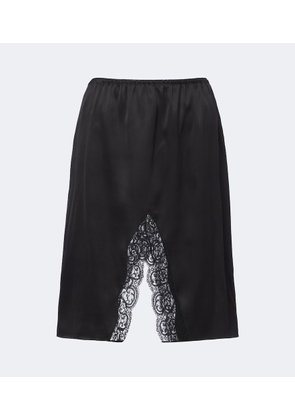 Saint Laurent Lace-trimmed silk satin slip skirt