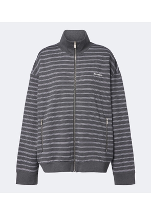Miu Miu Striped cotton zip-up sweatshirt