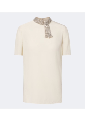 Valentino Embellished silk crepe de chine top