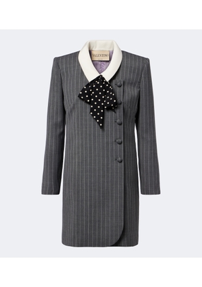 Valentino Bow-detail pinstripe virgin wool blazer dress