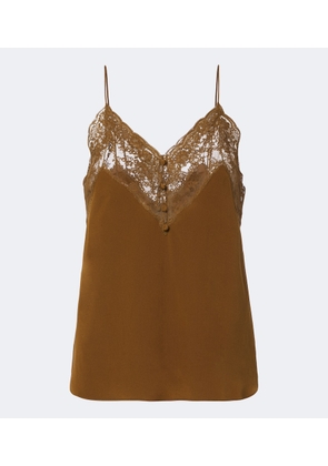 Saint Laurent Lace-trimmed silk crepe de chine camisole