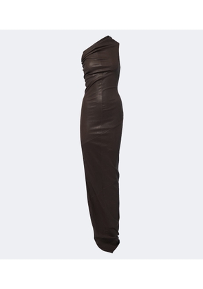 Rick Owens Athena asymmetric draped leather gown