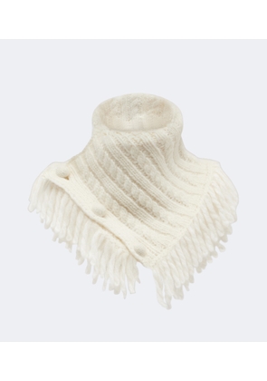 Moncler Cable-knit fringed alpaca and wool-blend scarf
