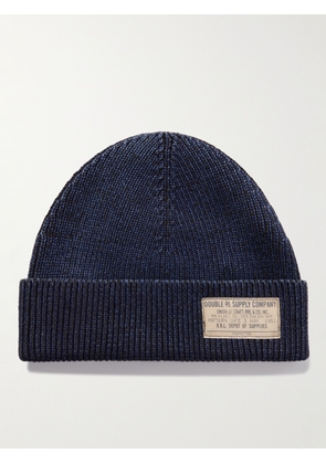 RRL - Logo-Appliquéd Ribbed Cotton Beanie - Men - Blue