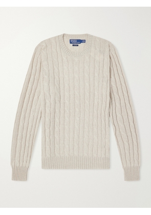 Polo Ralph Lauren - Logo-Embroidered Cable-Knit Cashmere Sweater - Men - Neutrals - S