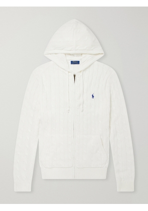 Polo Ralph Lauren - Logo-Embriodered Cable-Knit Cotton Zip-Up Hoodie - Men - White - XS