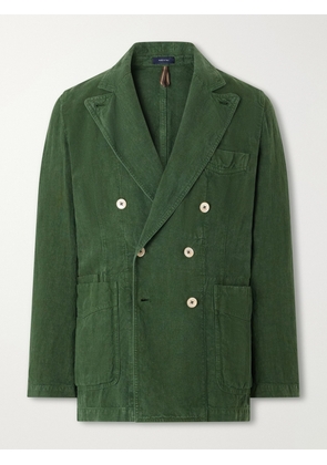Drake's - Games Double-Breasted Linen Blazer - Men - Green - UK/US 36
