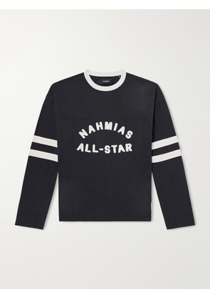 NAHMIAS - All Star Varsity Logo-Appliquéd Striped Cotton-Jersey T-Shirt - Men - Black - S