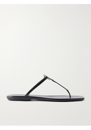 Gucci - GG-Embellished Leather Flip Flops - Men - Black - UK 7
