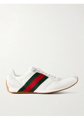 Gucci - Legacy Webbing and Suede-Trimmed Mesh Sneakers - Men - White - UK 8