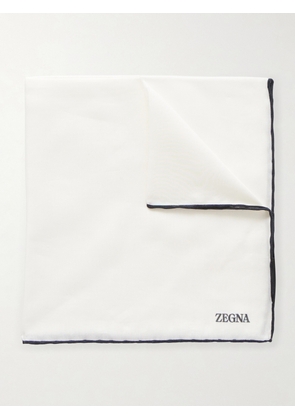 Zegna - Logo-Print Cotton and Silk-Blend Pocket Square - Men - White
