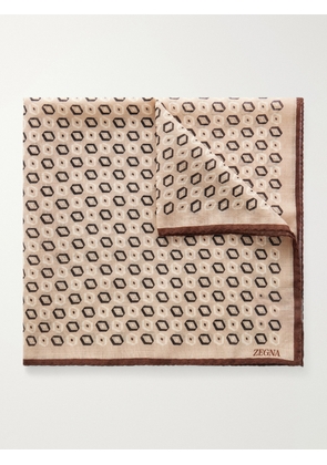 Zegna - Printed Wool Pocket Square - Men - Brown