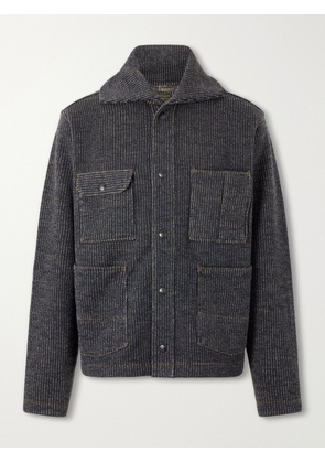 RRL - Charles Striped Cotton-Blend Fleece Jacket - Men - Gray - S