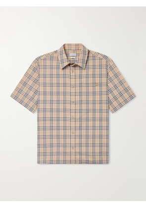 Burberry - Checked Cotton-Poplin Shirt - Men - Neutrals - S