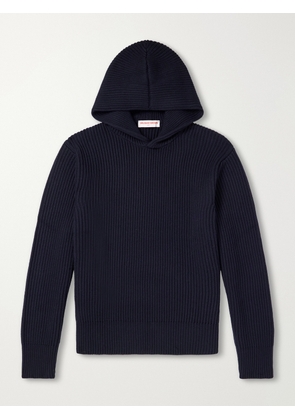 Orlebar Brown - Kirk Ribbed Merino Wool Hoodie - Men - Blue - XS
