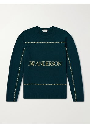 JW Anderson - Logo-Embroidered Wool Sweater - Men - Green - S