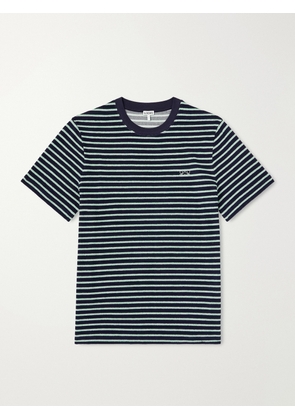 LOEWE - Logo-Embroidered Striped Cotton-Blend Terry T-Shirt - Men - Blue - XS