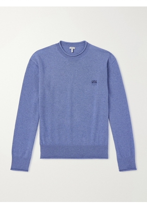LOEWE - Anagram-Embroidered Cotton-Blend Sweater - Men - Blue - S