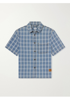 Burberry - Logo-Appliquéd Checked Denim Shirt - Men - Blue - 46