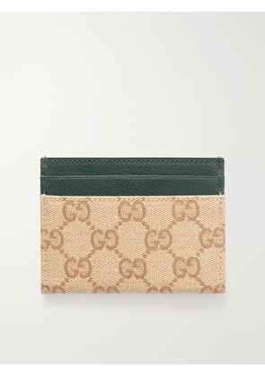 Gucci - Gucci Essence Classic Leather-Trimmed Coated-Canvas Cardholder - Men - Neutrals