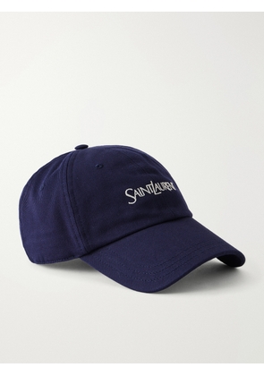 SAINT LAURENT - Logo-Embroidered Cotton-Gabardine Cap - Men - Blue - 57