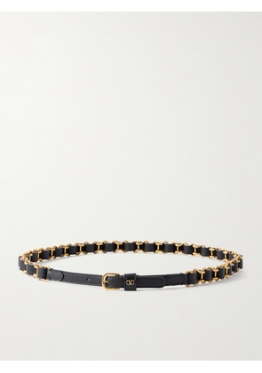 Valentino Garavani - Logo-embellished Chain And Leather Belt - Black - 70,80,90,100