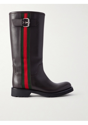 Gucci - Web-detailed Leather Knee Boots - Brown - IT36,IT36.5,IT37,IT37.5,IT38,IT38.5,IT39,IT39.5,IT40,IT40.5,IT41